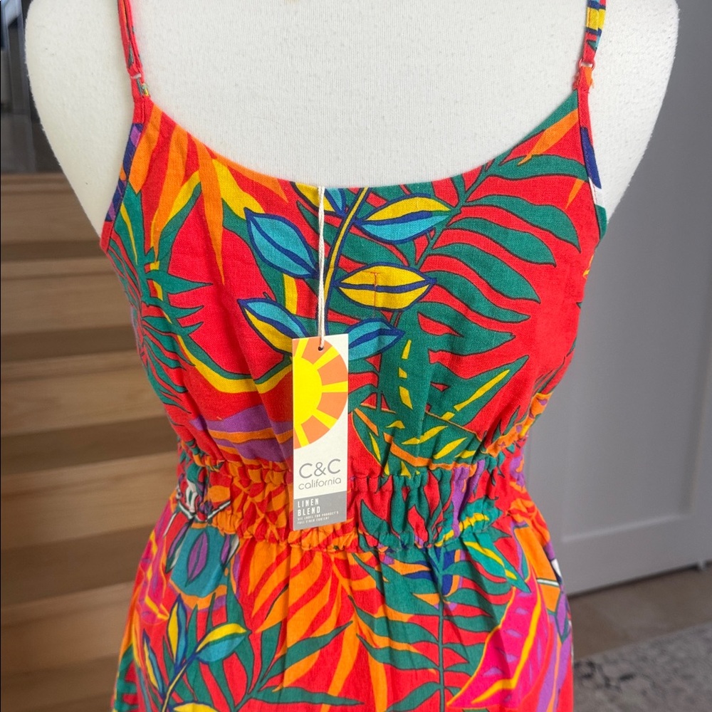 C&C California Tropical Linen Blend Maxi Dress – Size S – NWT - Picture 5 of 7